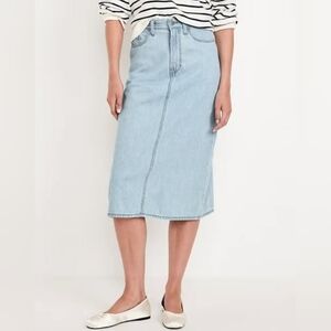 30 • Old Navy • Light Blue Denim High-Waisted Wow Jean Midi Skirt